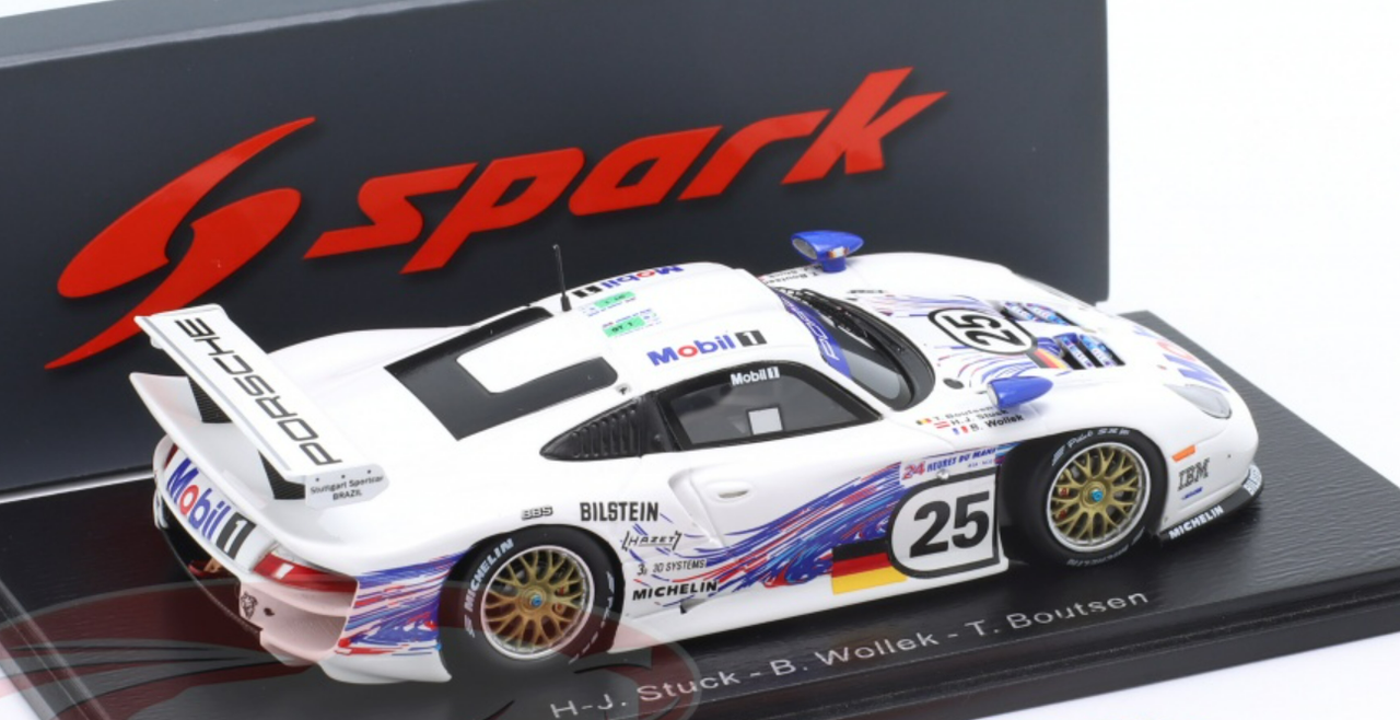 1/43 Spark 1997 Porsche 911 GT1 #25 24h LeMans Porsche AG Hans-Joachim Stuck, Thierry Boutsen, Bob Wollek Car Model