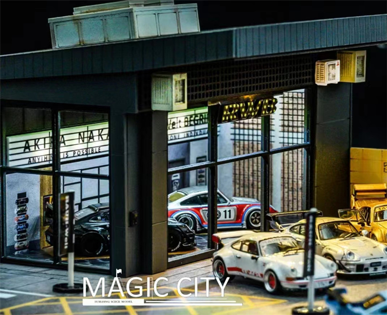 1/64 Magic City RWB Exhibition Building Diorama (car models & figures NOT included)