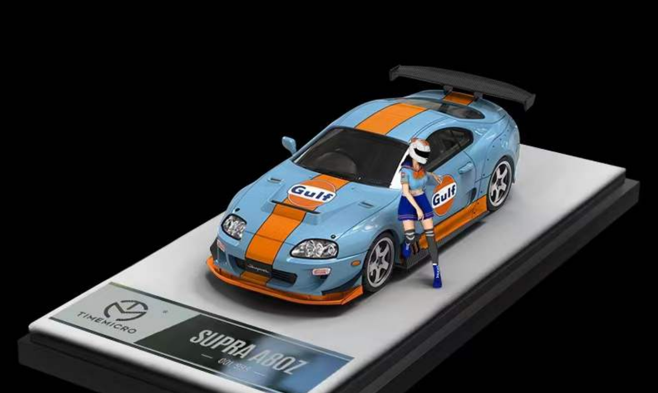 1/64 TimeMicro Toyota Supra A80Z Gulf Car Model with Figure