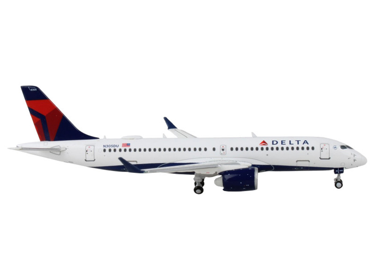 Airbus A220-300 Commercial Aircraft "Delta Airlines" White with Blue and Red Tail 1/400 Diecast Model Airplane by GeminiJets