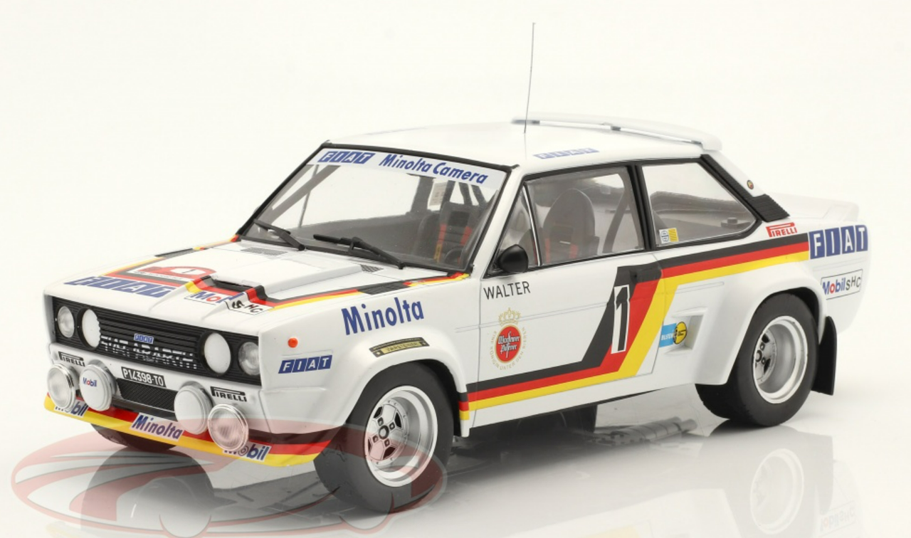 1/18 Ixo 1979 Fiat 131 Abarth #1 Winner Rallye Hunsrück Deutsche Fiat AG Walter Röhrl, Christian Geistdörfer Car Model