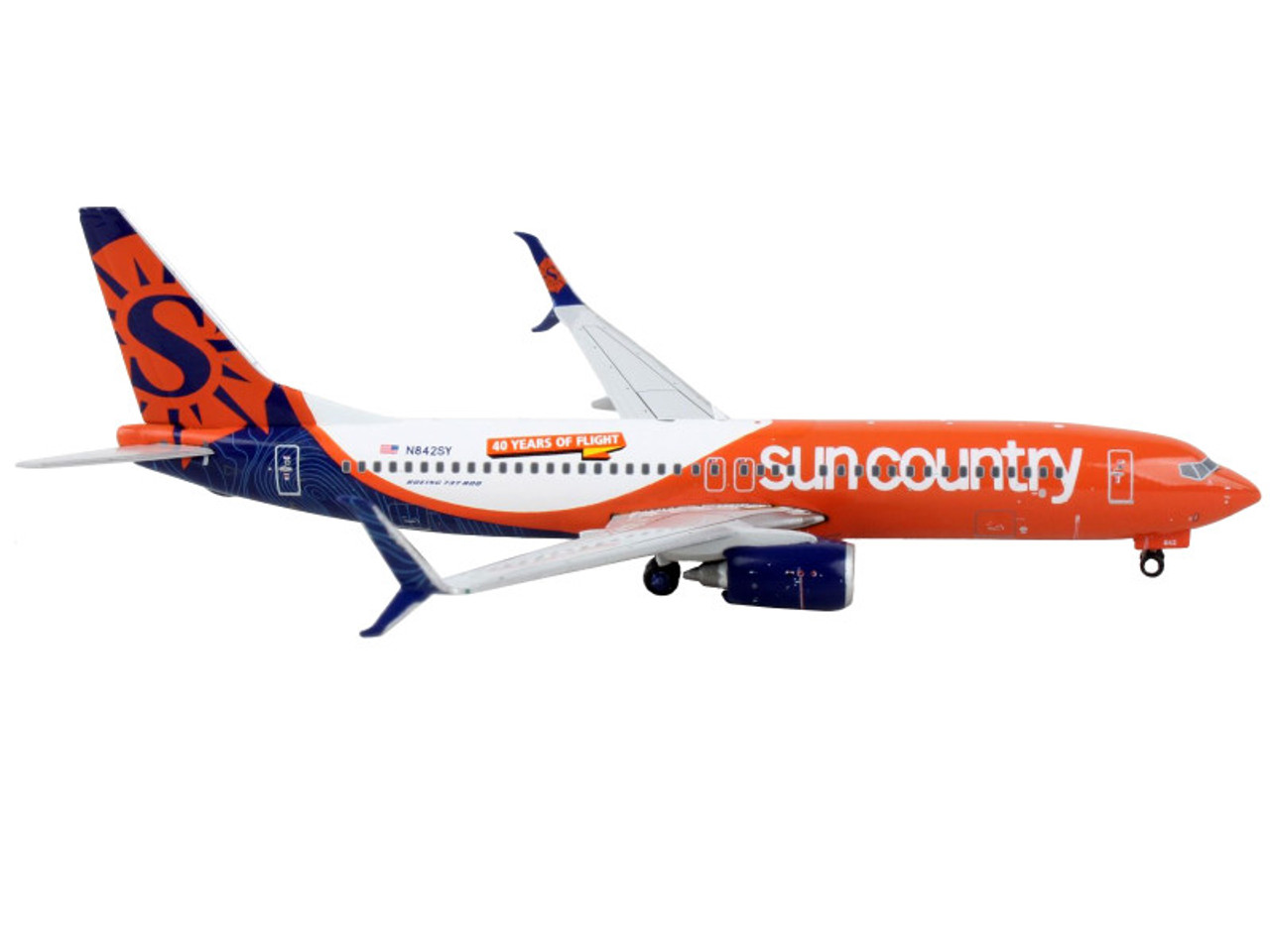 Boeing 737-800 Commercial Aircraft "Sun Country Airlines" Orange and Blue with White 1/400 Diecast Model Airplane by GeminiJets