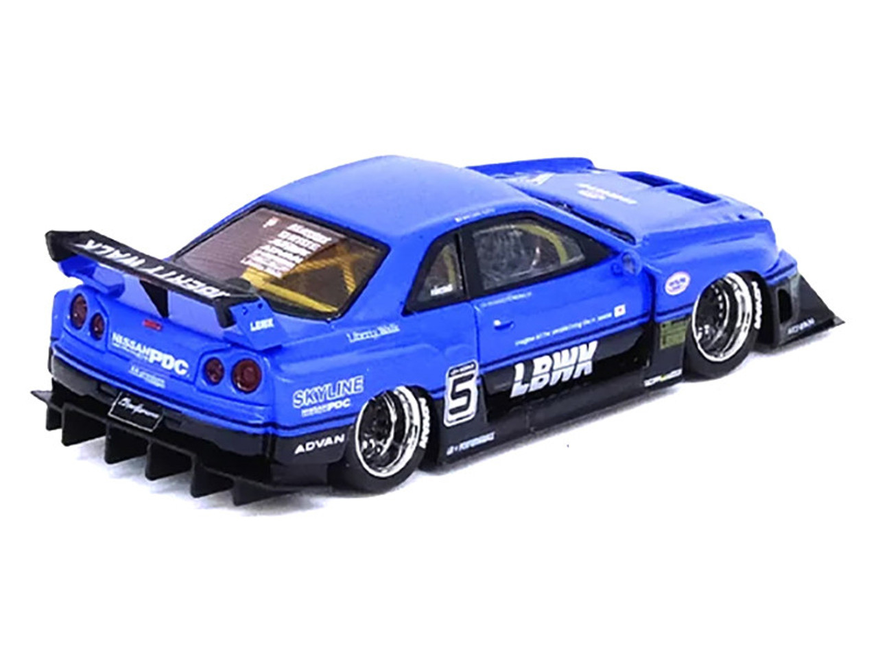 Nissan Skyline "LBWK" (ER34) Super Silhouette #5 RHD (Right Hand Drive) Blue Metallic "Inno64-R Resin" Series 1/64 Diecast Model Car by Inno Models