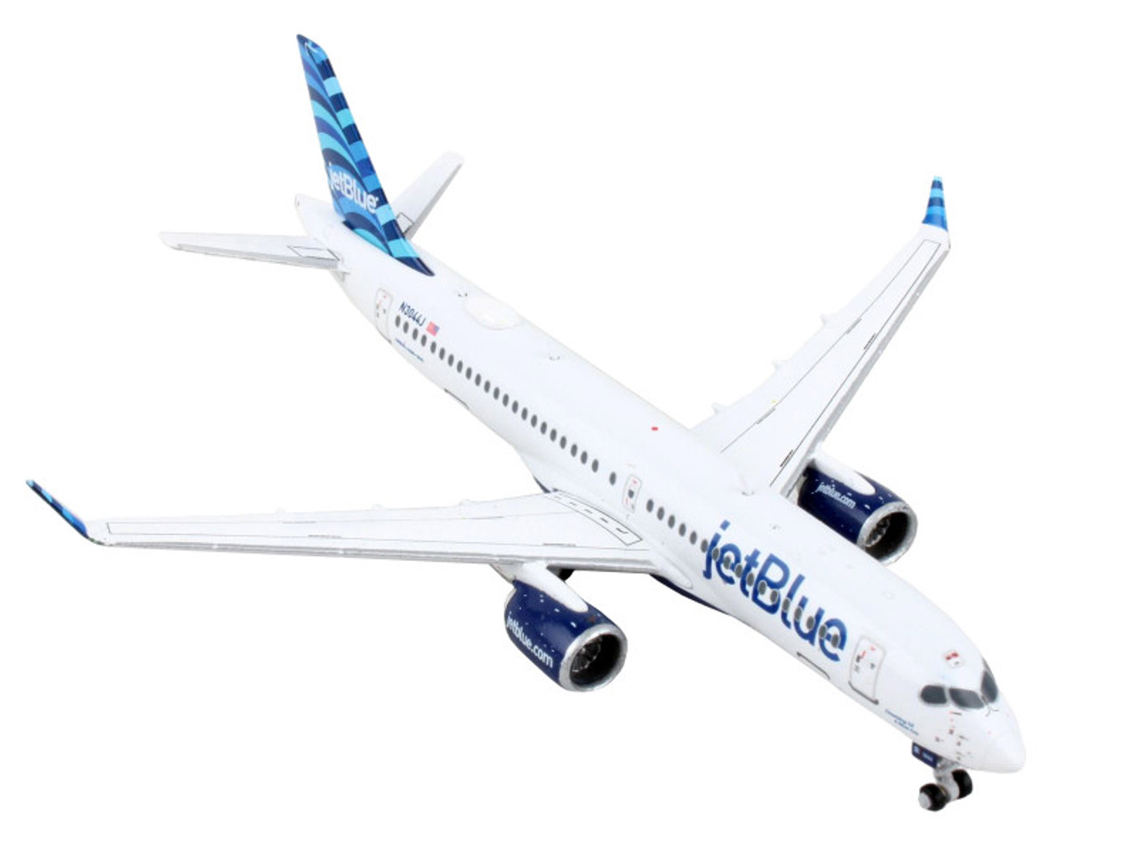Airbus A220-300 Commercial Aircraft "JetBlue Airways" White with Blue Tail 1/400 Diecast Model Airplane by GeminiJets