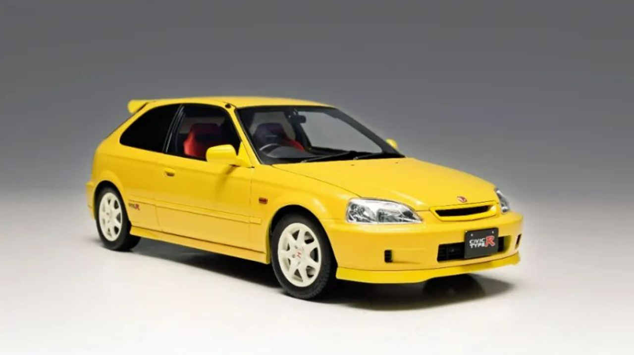 1/18 Motorhelix Honda Civic Type R (EK9) (Sunlight Yellow) Full Open Diecast Car Model with Extra Engine