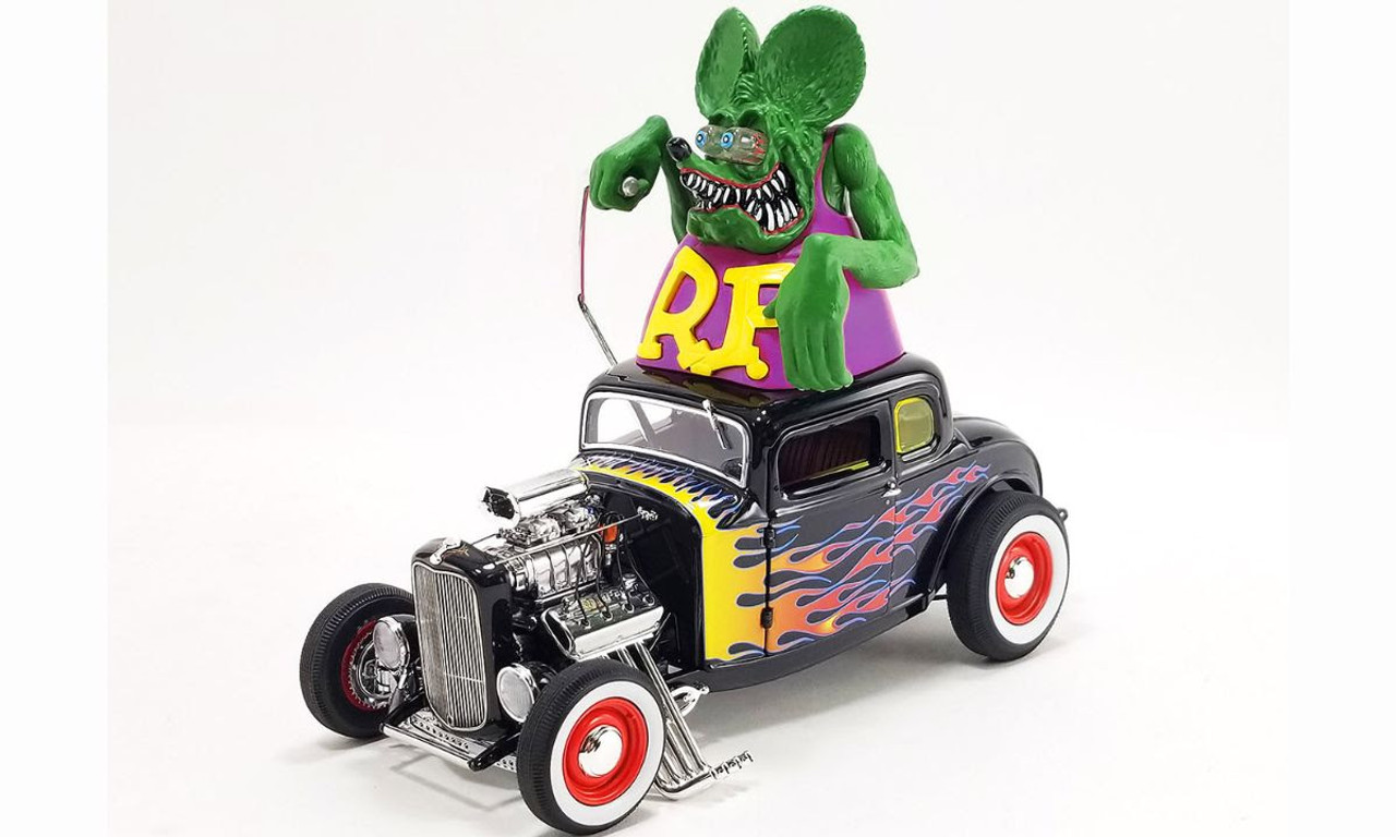 1/18 ACME 1932 Ford Blown 5 Window with Rat Fink Figure Diecast Car Model