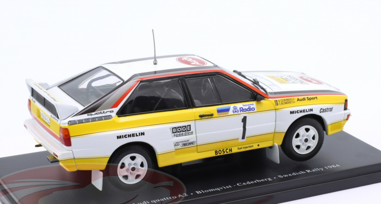 1/24 Altaya 1984 Audi Quattro A2 #1 Winner Rallye Sweden Audi Sport Stig Blomqvist, Björn Cederberg Car Model