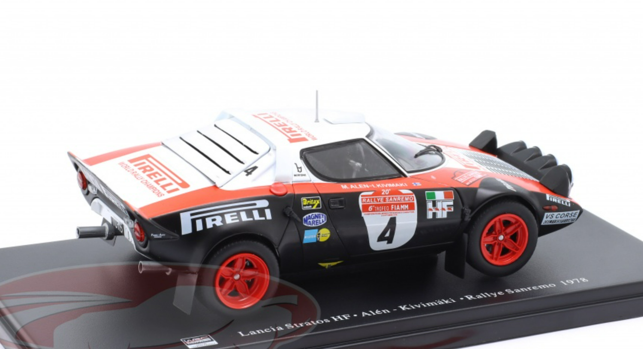 1/24 Altaya 1978 Lancia Stratos HF #4 Winner Rallye SanRemo Lancia Pirelli Markku Alén, Ilkka Kivimäki Car Model