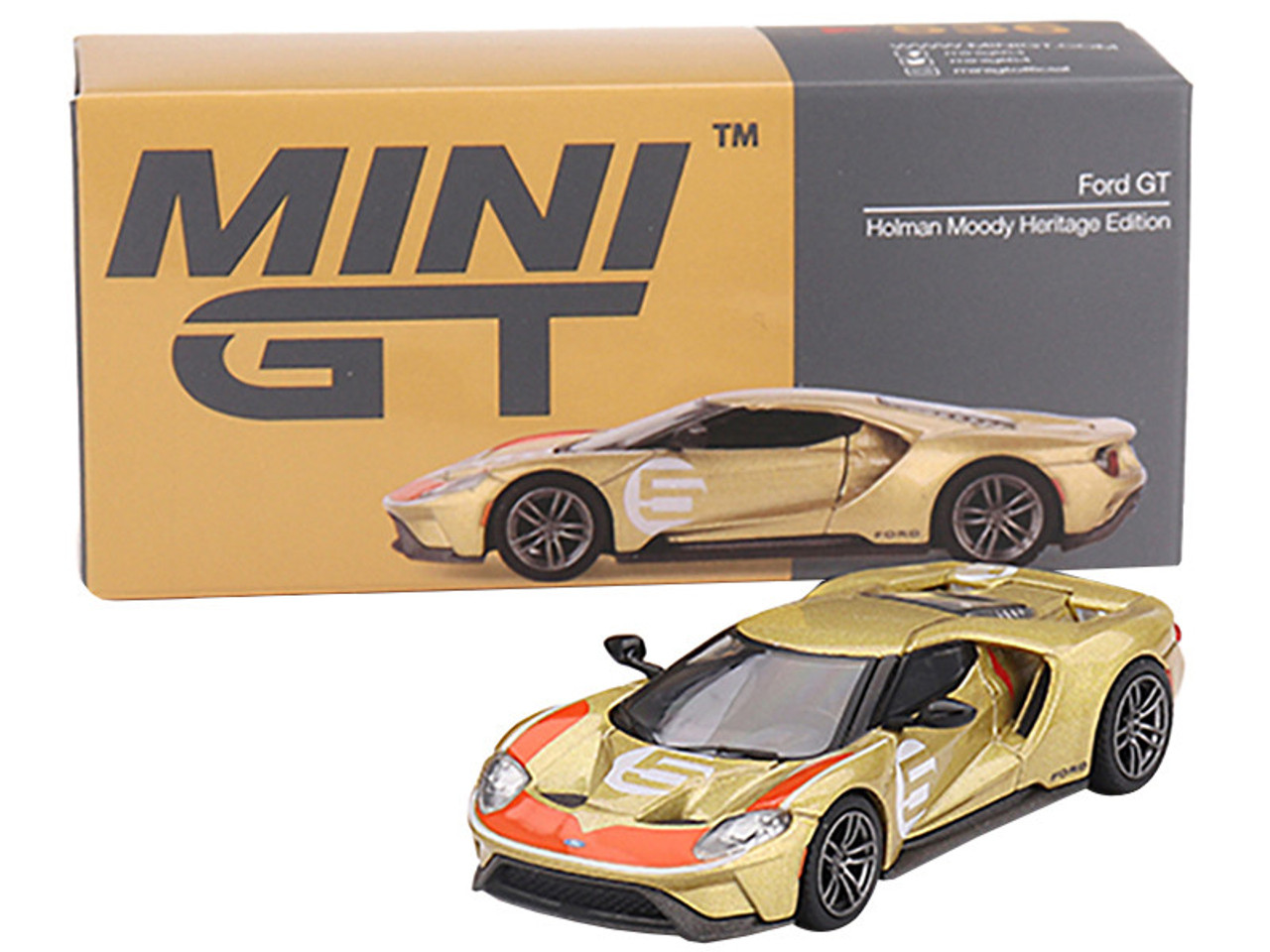 Ford GT #5 "Holman Moody Heritage Edition" Gold Metallic with Red Accents Limited Edition to 1800 pieces Worldwide 1/64 Diecast Model Car by True Scale Miniatures