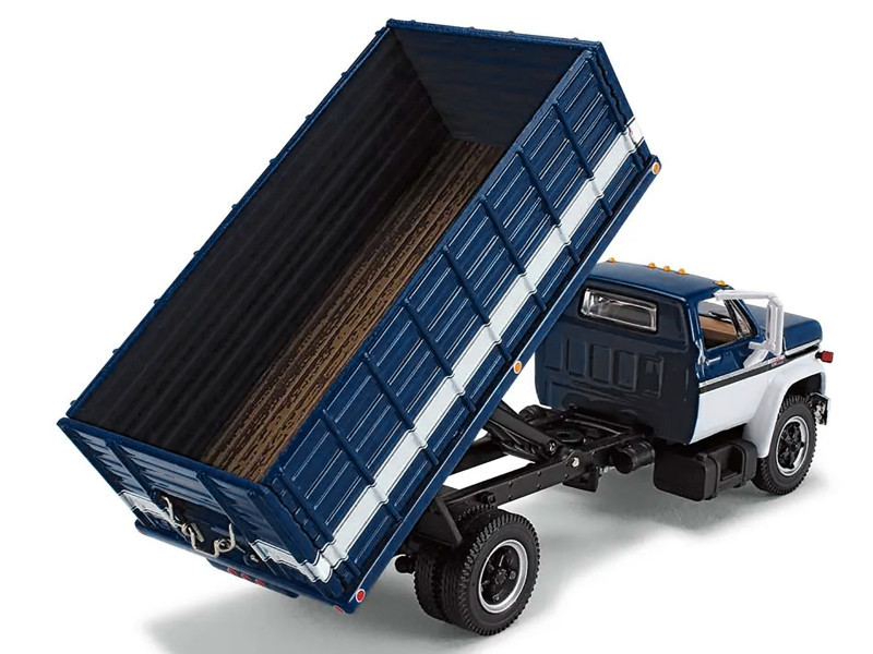 1970s GMC 6500 Grain Truck Blue and White 1/64 Diecast Model by