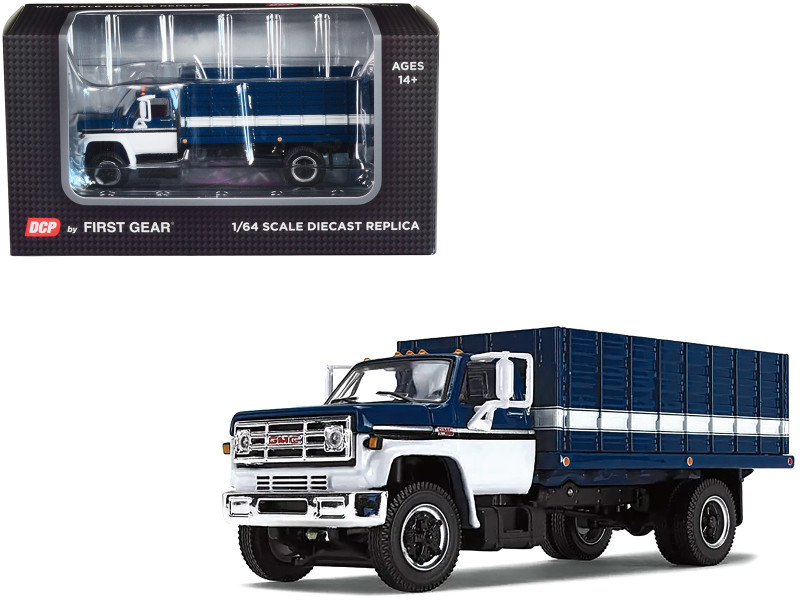1970s GMC 6500 Grain Truck Blue and White 1/64 Diecast Model by