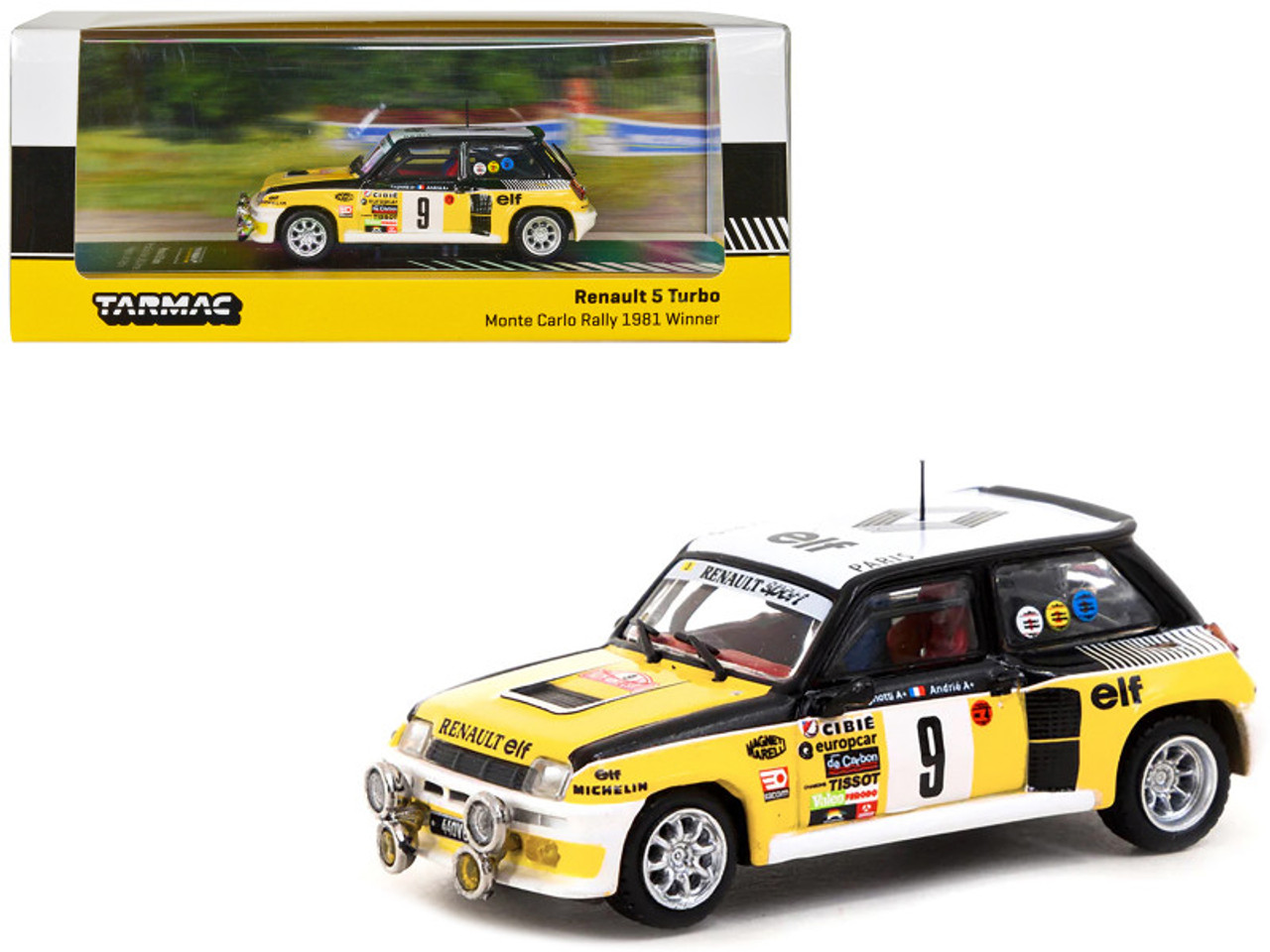 Renault 5 Turbo #9 Jean Ragnotti - Jean-Marc Andrie Winner "Monte Carlo Rally" (1981) "Hobby64" Series 1/64 Diecast Model by Tarmac Works