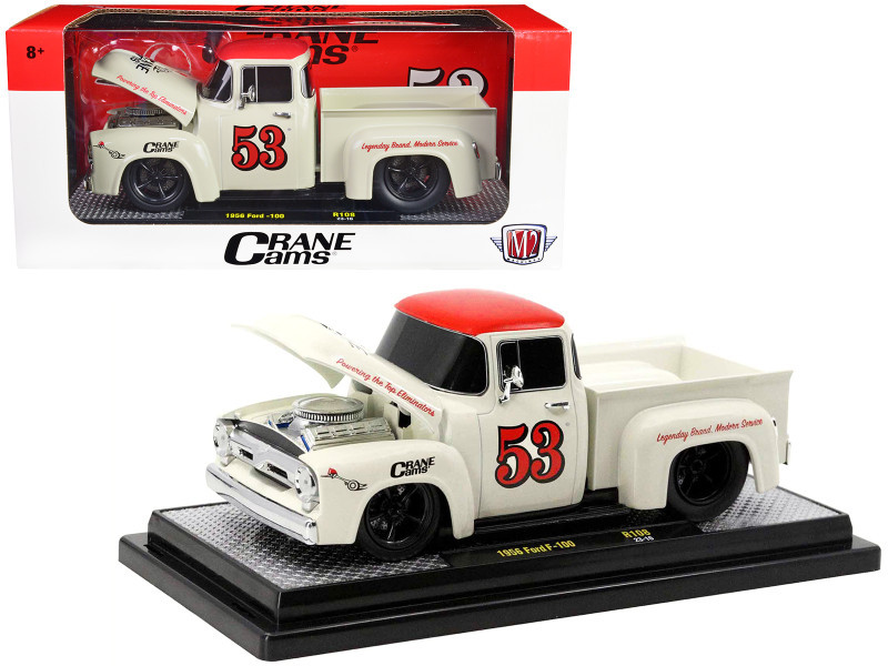 1956 Ford F-100 Pickup Truck Wimbledon White with Red Top 