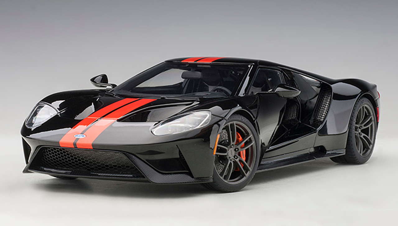 1/18 AUTOart 2017 Ford GT (Shadow Black with Orange Stripes) Car Model