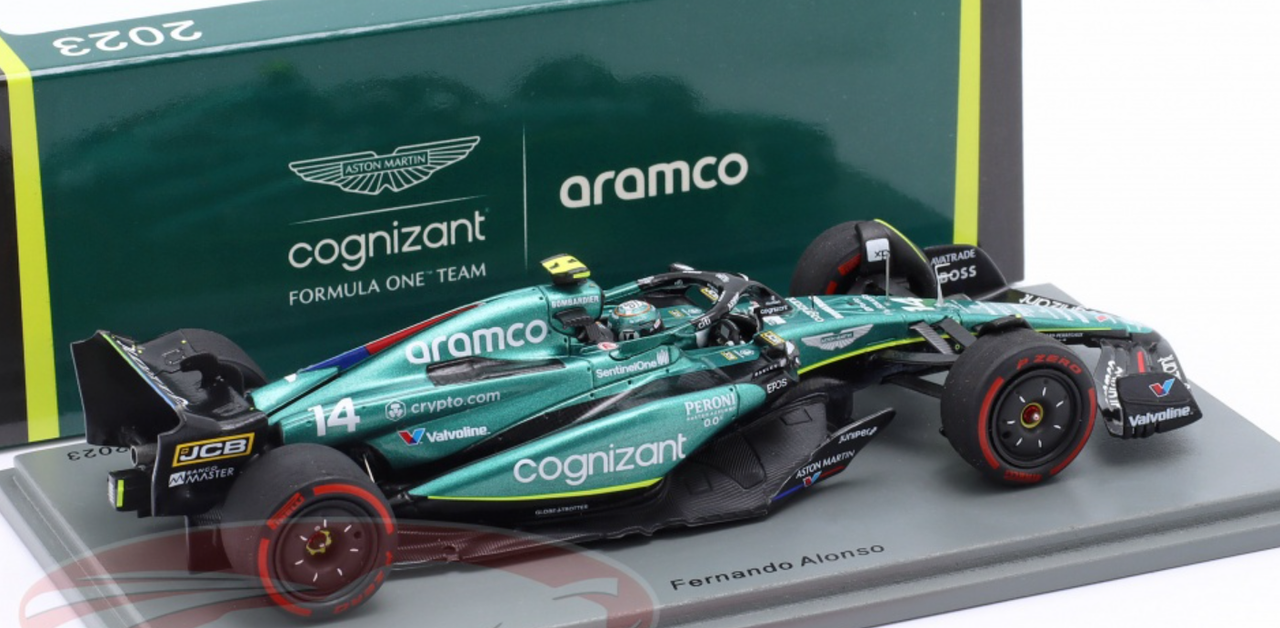 1/43 Spark 2023 Formula 1 Aston Martin AMR23 No.14 Aston Martin Aramco Cognizant F1 Team 7th British GP Fernando Alonso Car Model