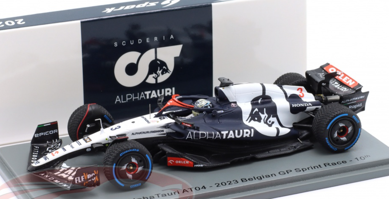 1/43 Spark 2023 Formula 1 Daniel Ricciardo AlphaTauri AT04 #3 Belgium GP Car Model