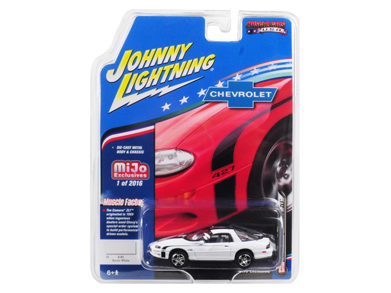 1/64 Johnny Lightning 2002 Chevrolet Camaro ZL1 427 (White) Diecast Car Model