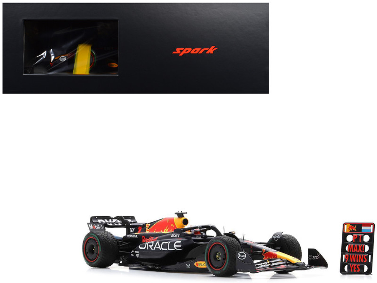 1/18 Spark 2023 Formula 1 Oracle Red Bull Racing RB19 No.1 Oracle Red Bull Racing Dutch GP Winner Max Verstappen Car Model with Pit Board