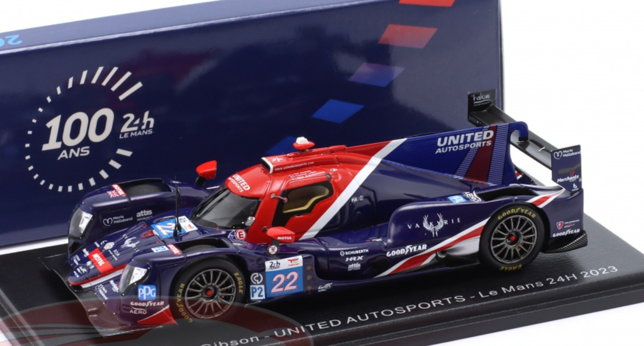 1/43 Spark Oreca 07 - Gibson No.22 UNITED AUTOSPORTS 24H Le Mans 2023 P. Hanson - F. Albuquerque - F. Lubin Car Model