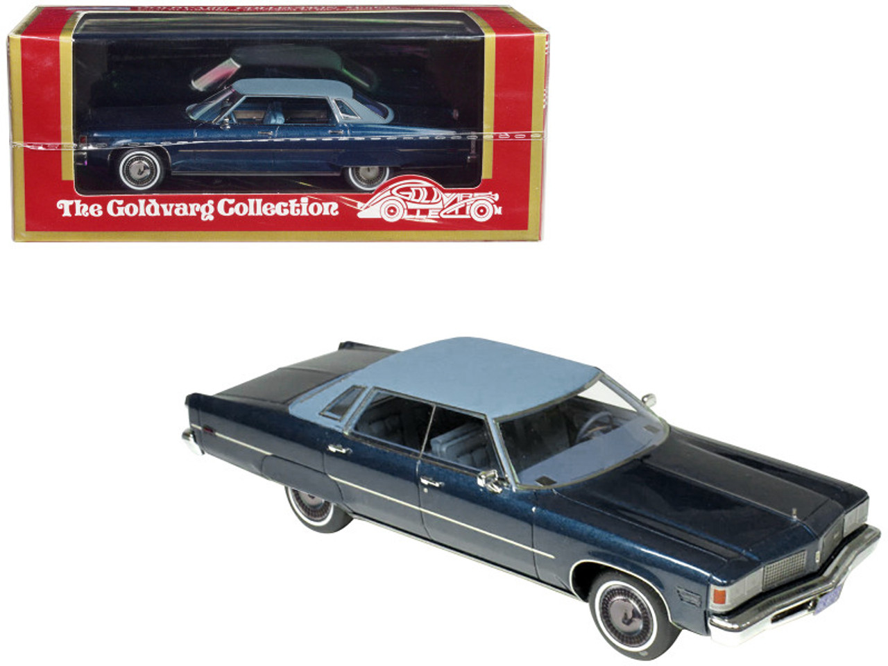 1976 Oldsmobile 98 Regency Sedan Dark Blue Metallic with Light Blue Top and Interior Limited Edition to 200 pieces Worldwide 1/43 Model Car by Goldvarg Collection