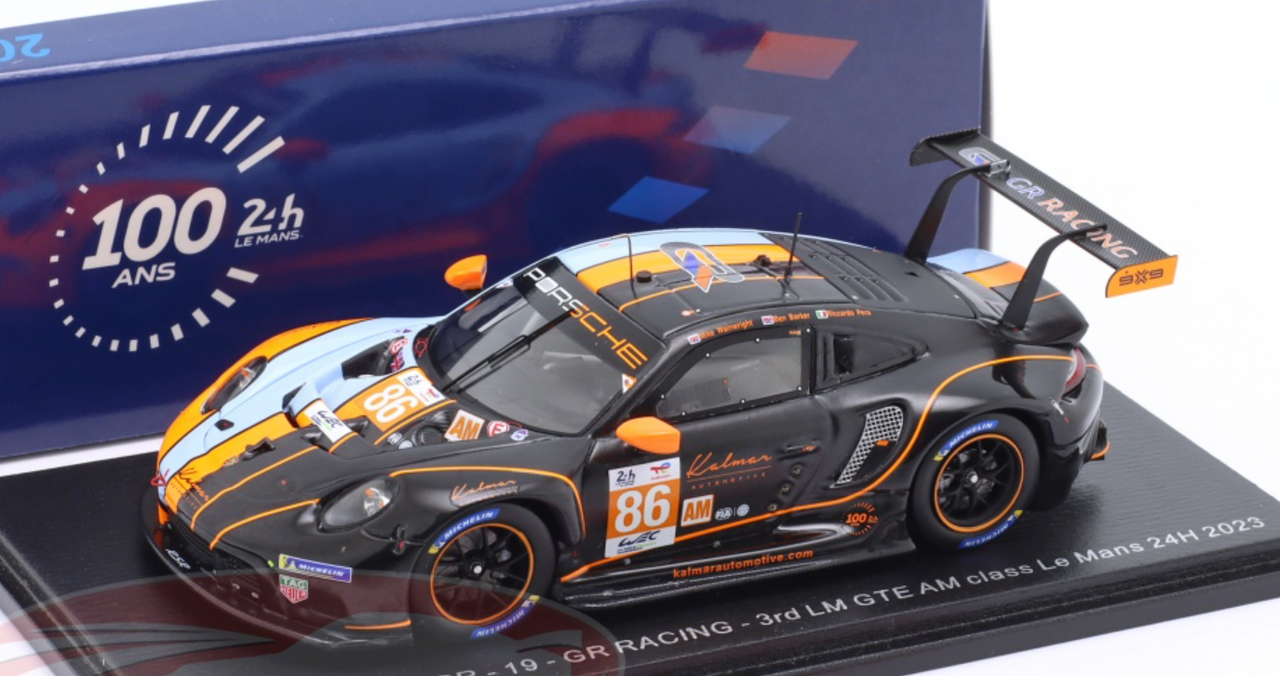 1/43 Spark Porsche 911 RSR - 19 No.86 GR RACING 3rd LM GTE AM class 24H Le Mans 2023 M. Wainwright - B. Barker - R. Pera Car Model