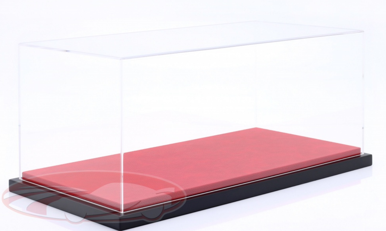 1/12 Jewel Cases Luxury Acrylic display Case with Leatherette on MDF Base Plate (Red) (car models NOT included)