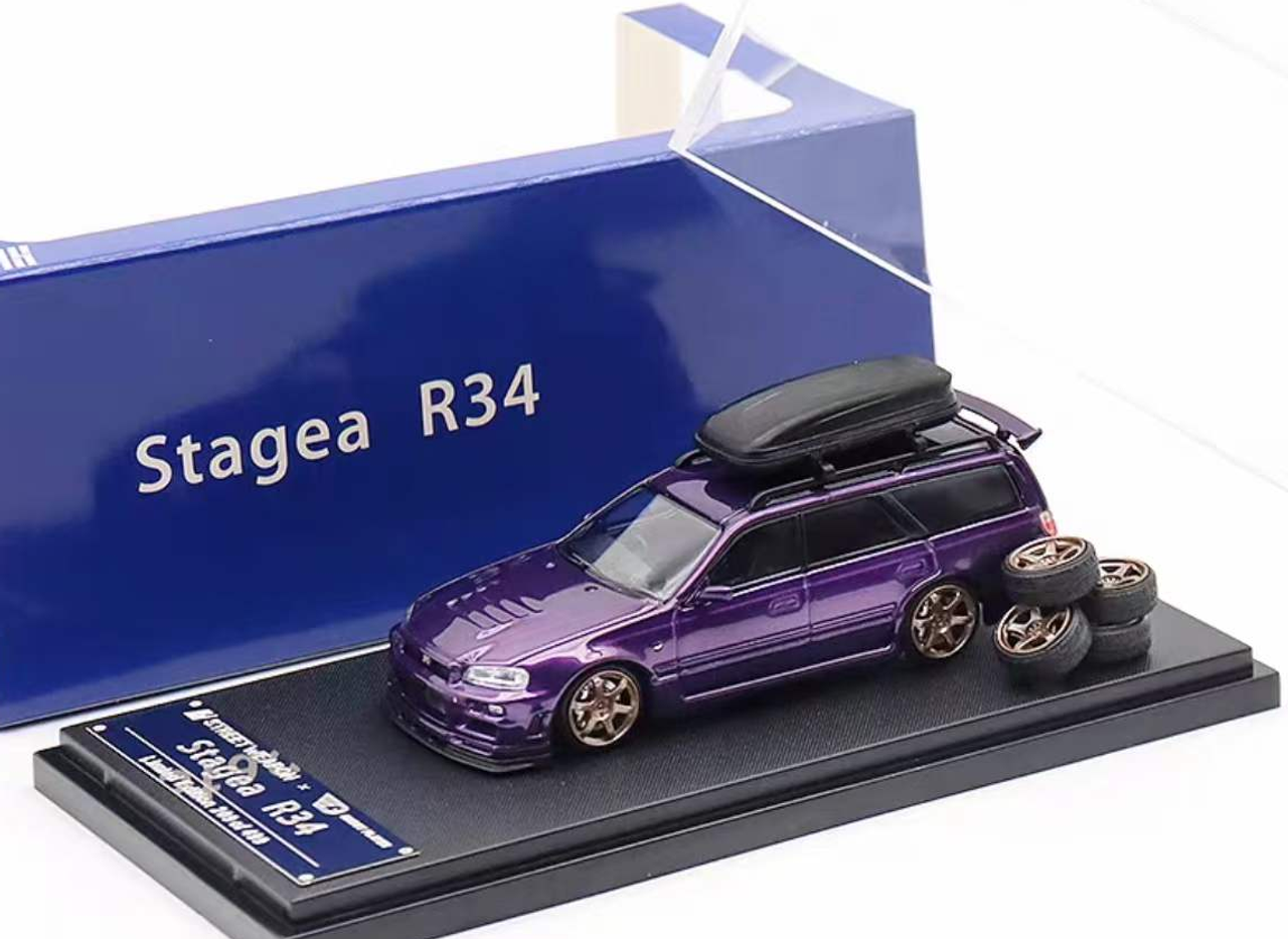 1/64 SW Nissan Skyline GT-R R34 Stagea Wagon (Purple) Diecast Car Model