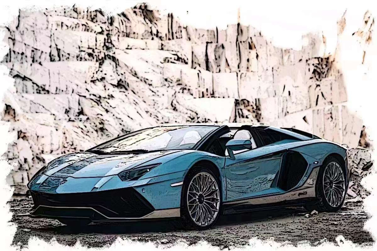 1/43 Makeup 2022 Lamborghini Aventador LP780-4 Ultimae Roadster (Azzurro Flake Blue) Car Model