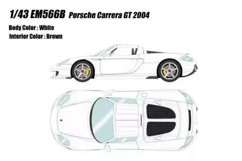 【123】専用 1/43 Makeup 2004 Porsche Carrera GT (White) Car Model