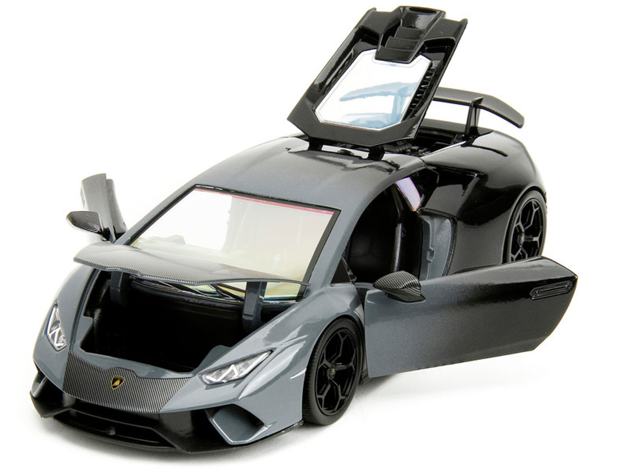 Lamborghini Huracan Perfomante Gray and Black Gradient with Carbon Hood "Pink Slips" Series 1/24 Diecast Model Car by Jada