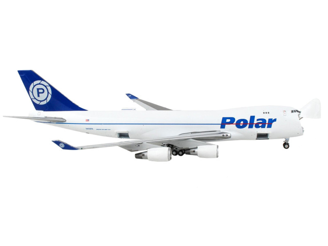 Boeing 747-400F Commercial Aircraft "Polar Air Cargo" White with Blue Tail "Interactive Series" 1/400 Diecast Model Airplane by GeminiJets