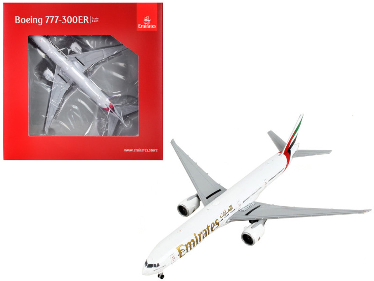 Boeing 777-300ER Commercial Aircraft "Emirates Airlines" White with Striped Tail 1/400 Diecast Model Airplane by GeminiJets