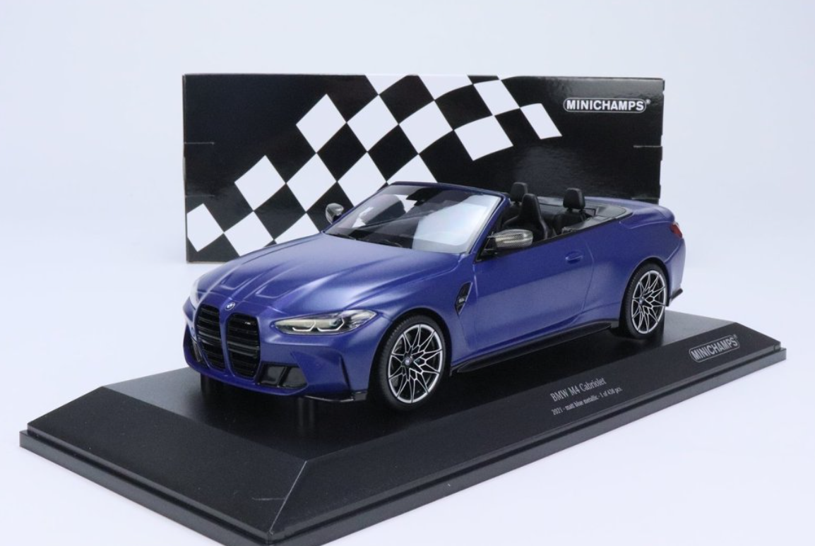 1/18 Minichamps 2021 BMW M4 Cabriolet (G83) ((Frozen Portimao Blue Metallic) 