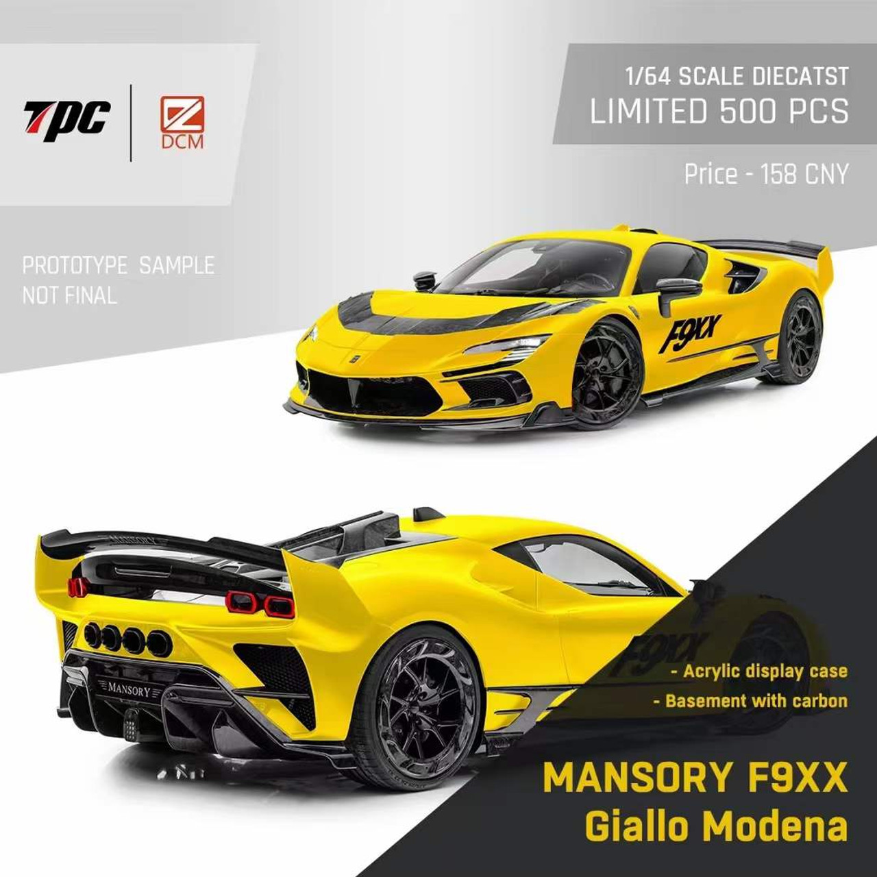 1/64 DCM & TPC Ferrari Mansory SF90 F9XX Hardtop (Giallo Modena Yellow) Diecast Car Model