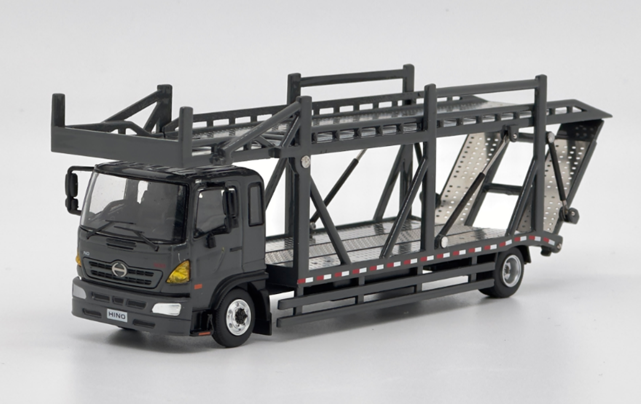 1/64 Tiny u0026 Unique Model Hino 500 Ranger Double Level Car Transporter  (Grey) Diecast Model