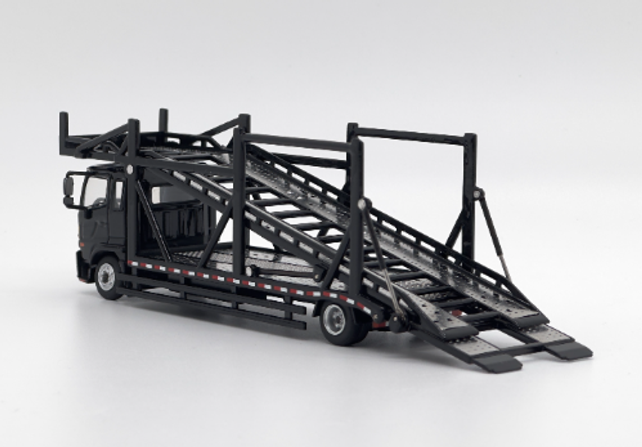 1/64 Tiny & Unique Model Hino 500 Ranger Double Level Car Transporter (Black) Diecast Model