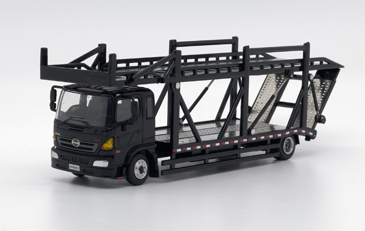 1/64 Tiny & Unique Model Hino 500 Ranger Double Level Car Transporter (Black) Diecast Model