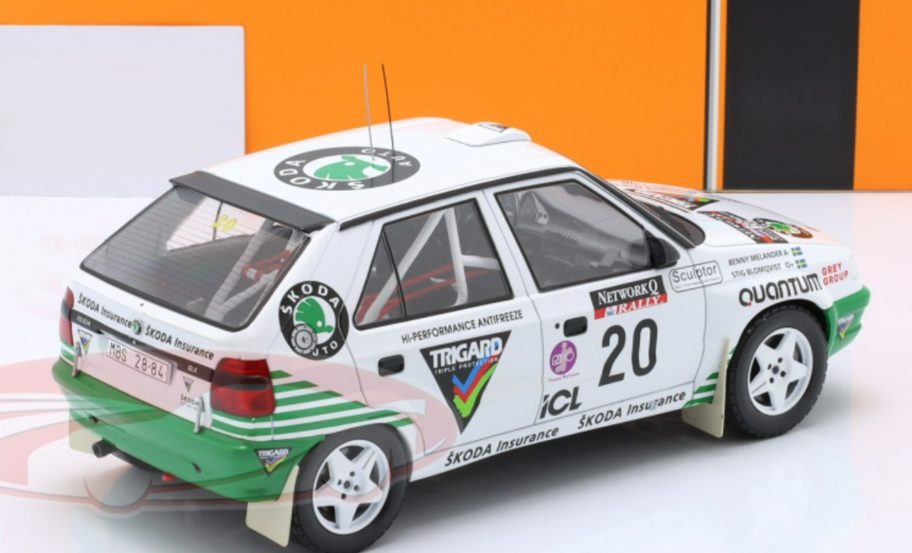 1/18 Ixo 1995 Skoda Felicia Kit Car #20 RAC Rallye Trigard Team Škoda Stig Blomqvist, Benny Melander Car Model