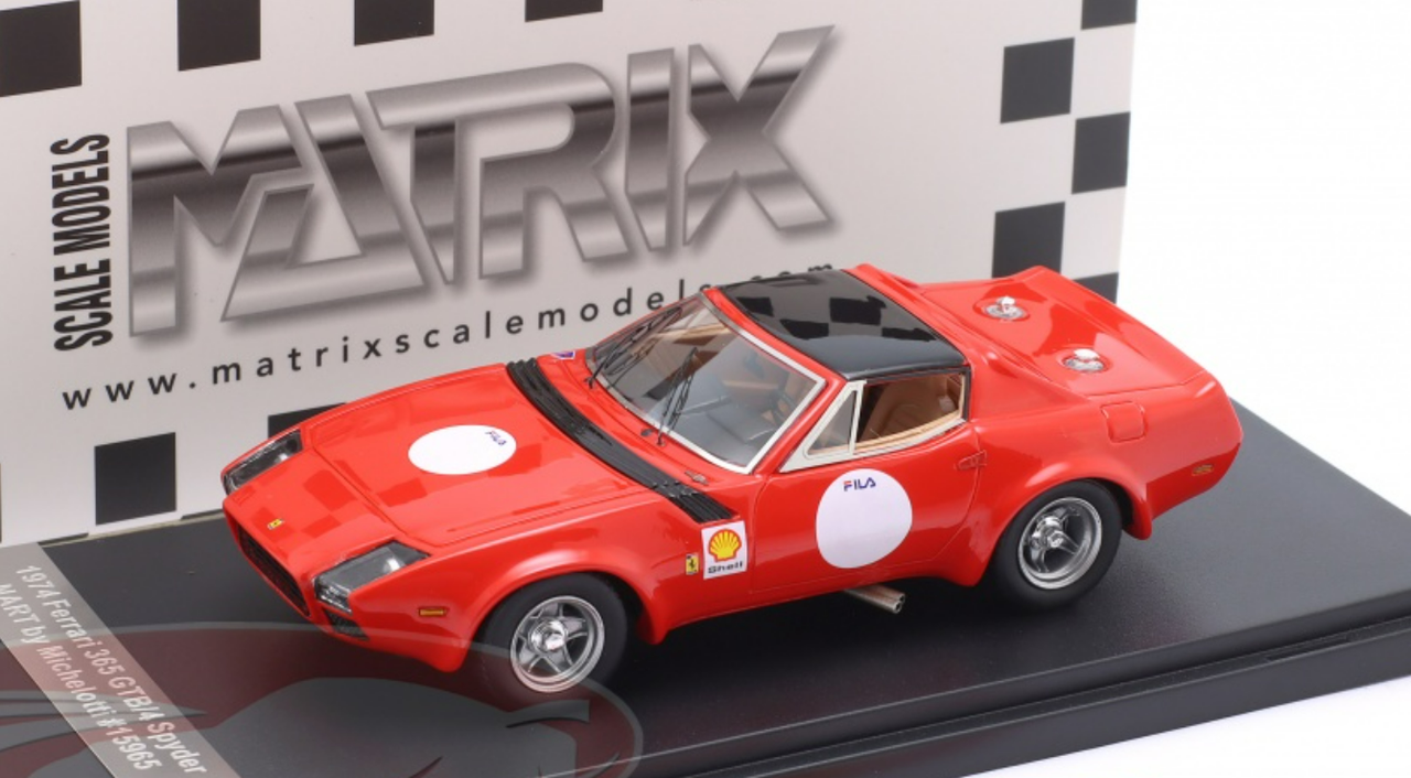 1/43 Matrix 1974 Ferrari 365 GTB/4 Spyder NART by Michelotti (Red) Car Model