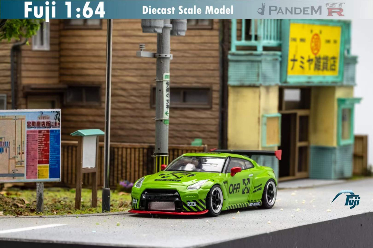 1/64 Fuji Nissan GTR R-35 Pandem Rocket Bunny (Green) Diecast Car Model