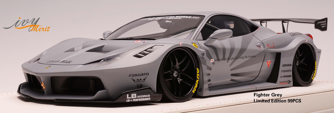 1/18 Ivy Ferrari 458 GT LB Silhouette Works (Fighter Grey) Resin Car Model Limited 99 Pieces