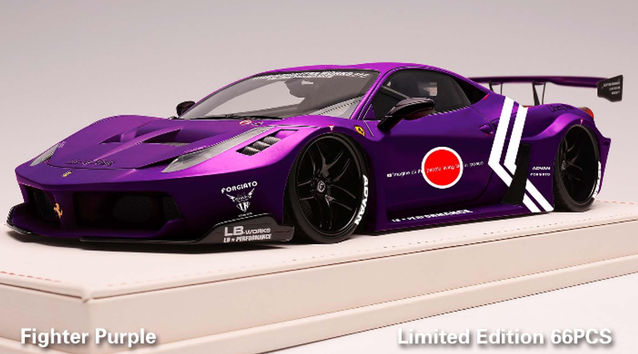 1/18 Ivy Ferrari 458 GT LB Silhouette Works (Fighter Purple) Resin Car Model Limited 66 Pieces