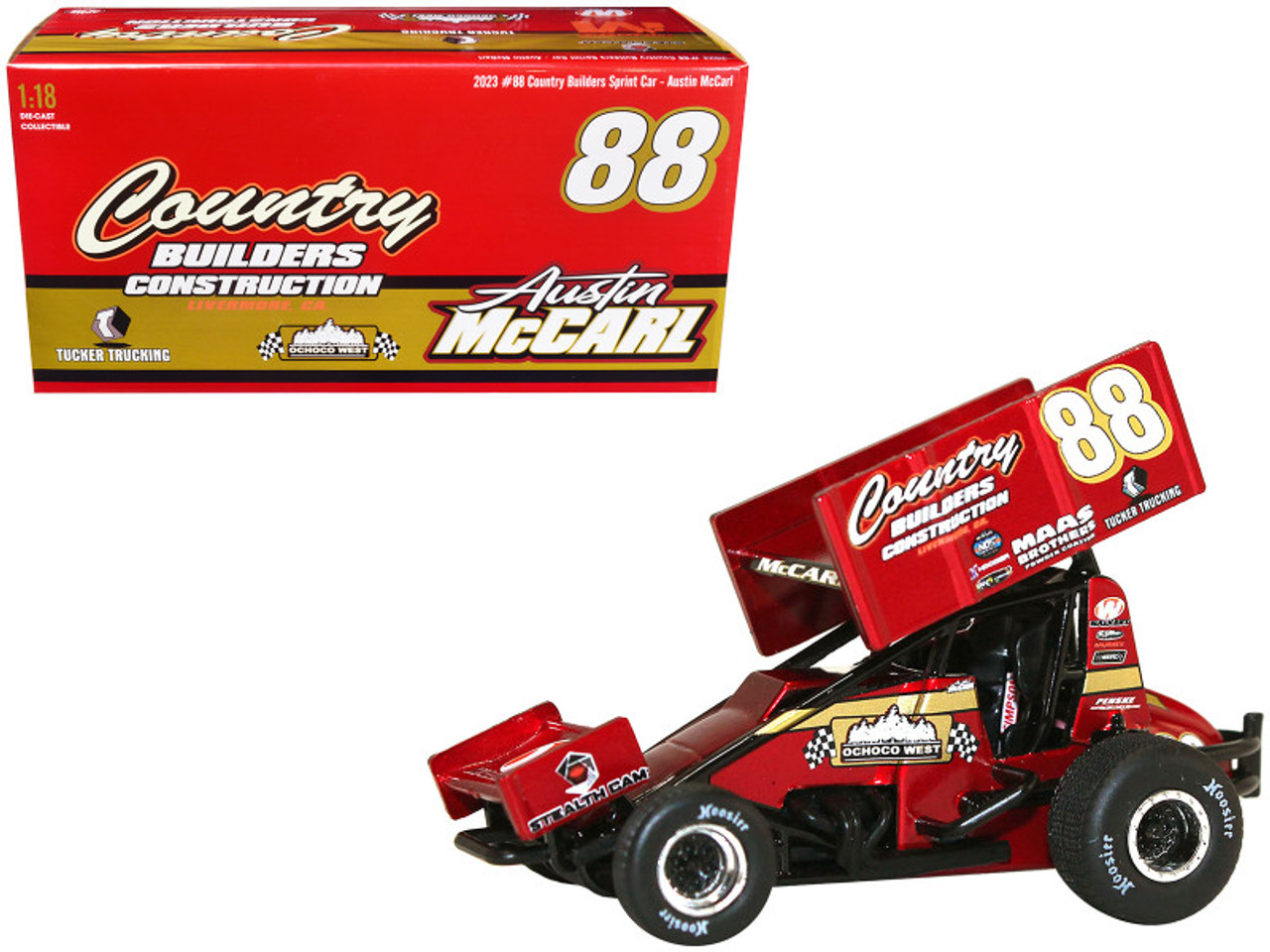 Winged Sprint Car #88 Austin McCarl "Country Builders Construction" Country Builders Racing "World of Outlaws" (2023) 1/18 Diecast Model Car by ACME