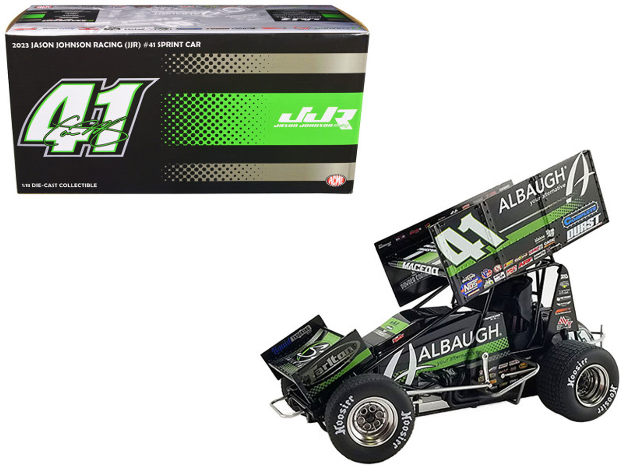 Winged Sprint Car #41 Carson Macedo "Albaugh - MVT" Jason Johnson Racing "World of Outlaws" (2023) 1/18 Diecast Model Car by ACME