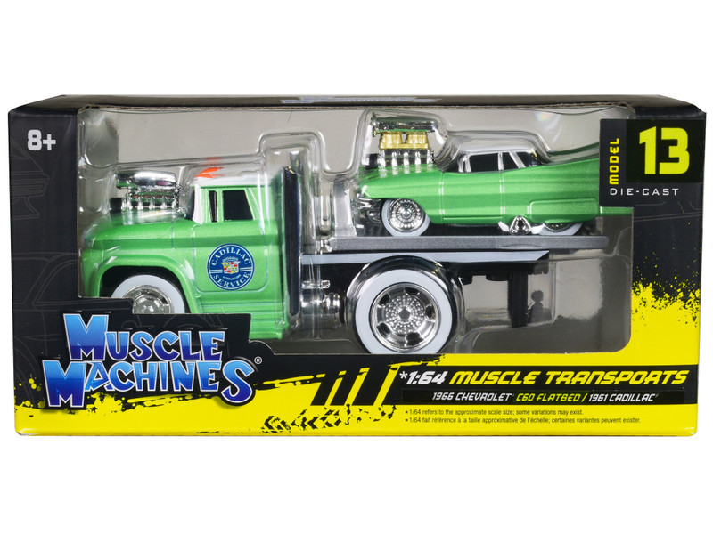 k.k 1966 Chevrolet C60 Flatbed Truck Green Metallic with White Top