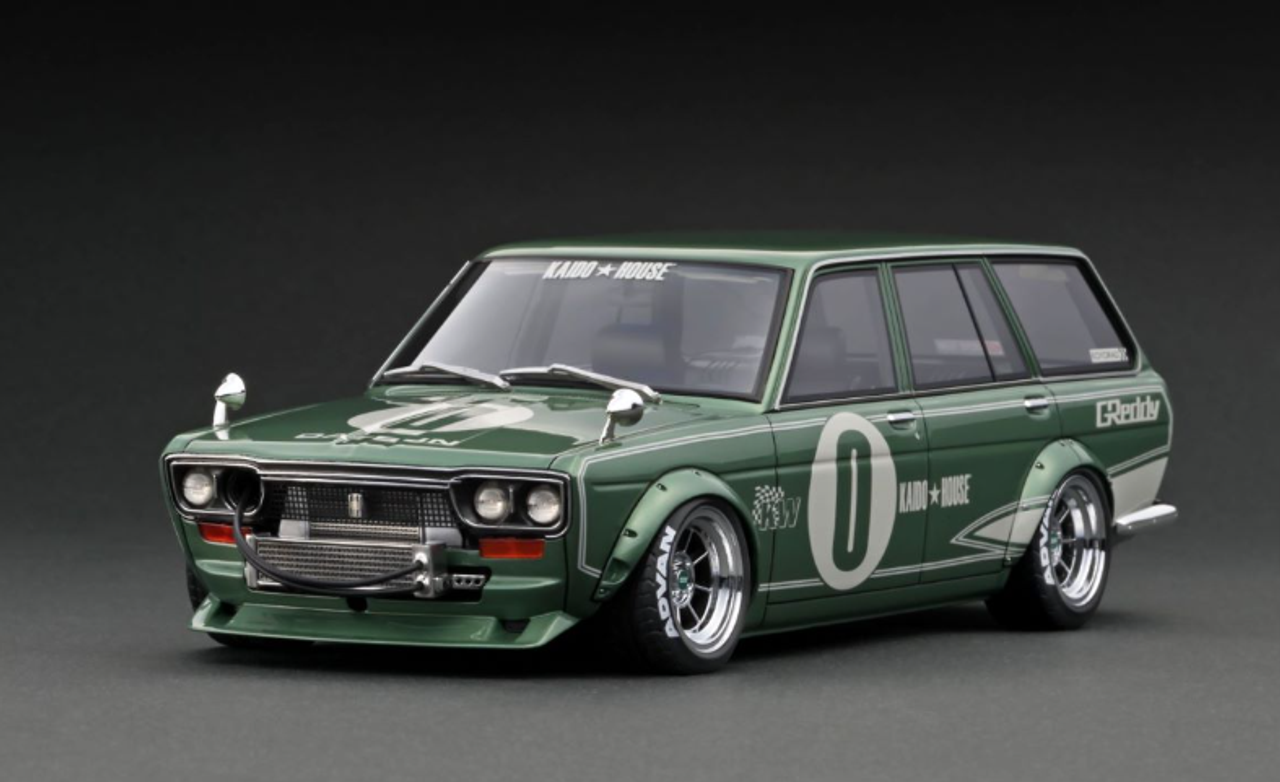 1/18 Ignition Model Datsun Bluebird (510) Wagon Green Metallic With Jun Imai