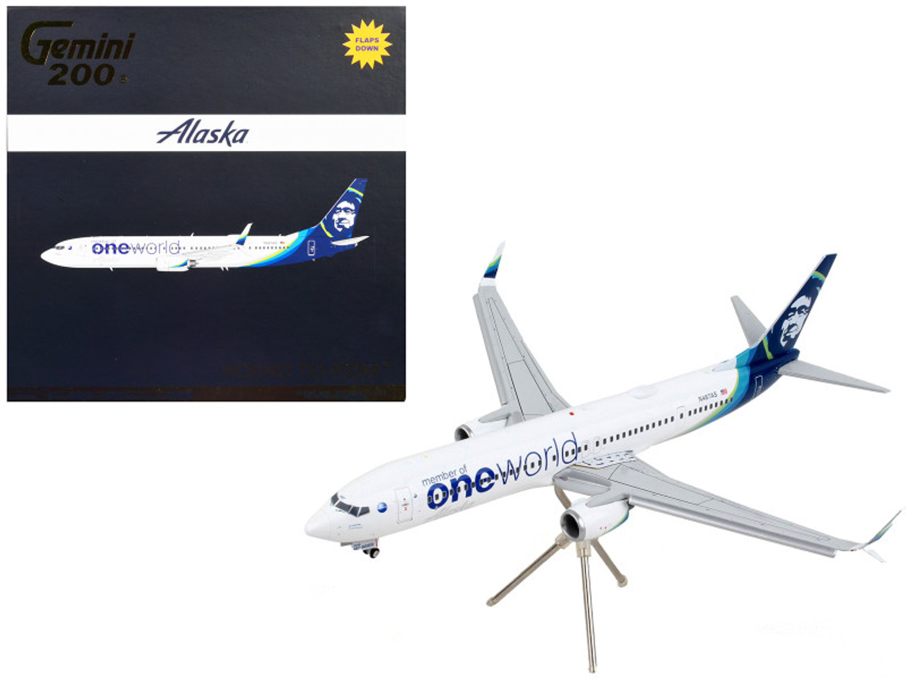 Gemini 1/200 B737-900ER アラスカ航空 Boeing 737-900ER Commercial Aircraft with Flaps Down 