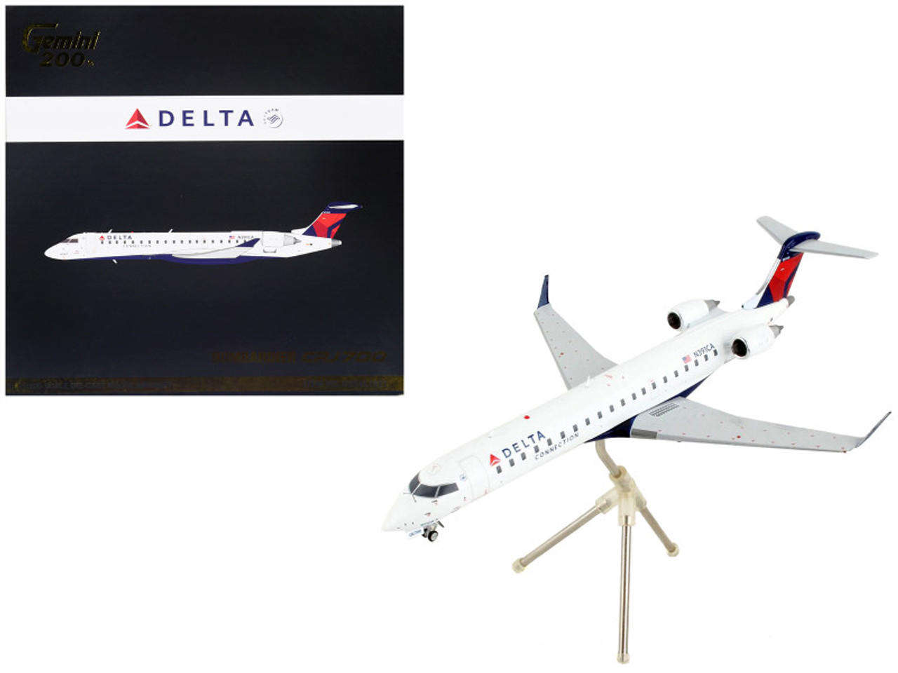 Bombardier CRJ700 Commercial Aircraft "Delta Air Lines - Delta Connection" White with Blue and Red Tail "Gemini 200" Series 1/200 Diecast Model Airplane by GeminiJets