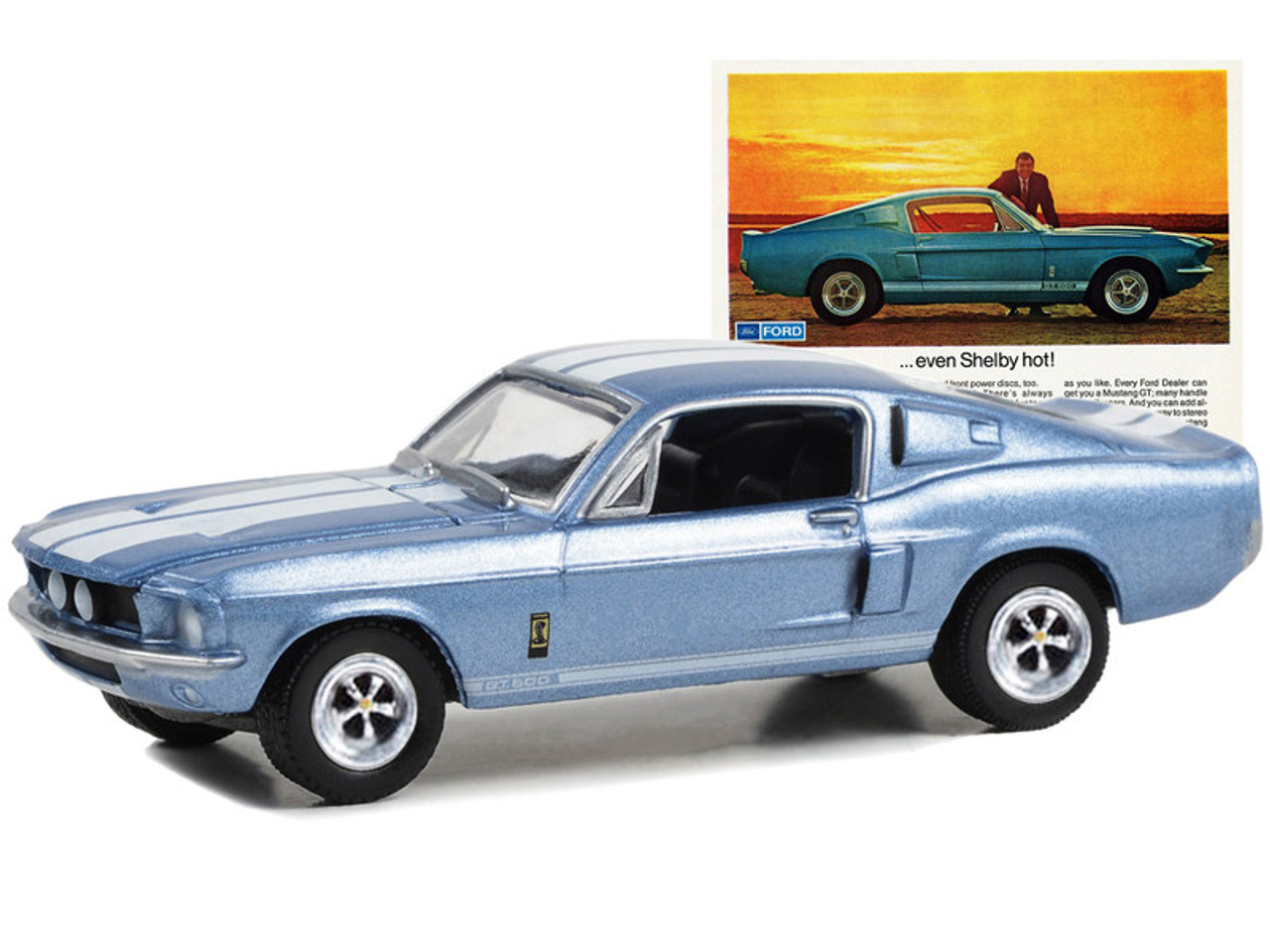 1967 Ford Mustang Shelby GT500 Light Blue Metallic with White Stripes  