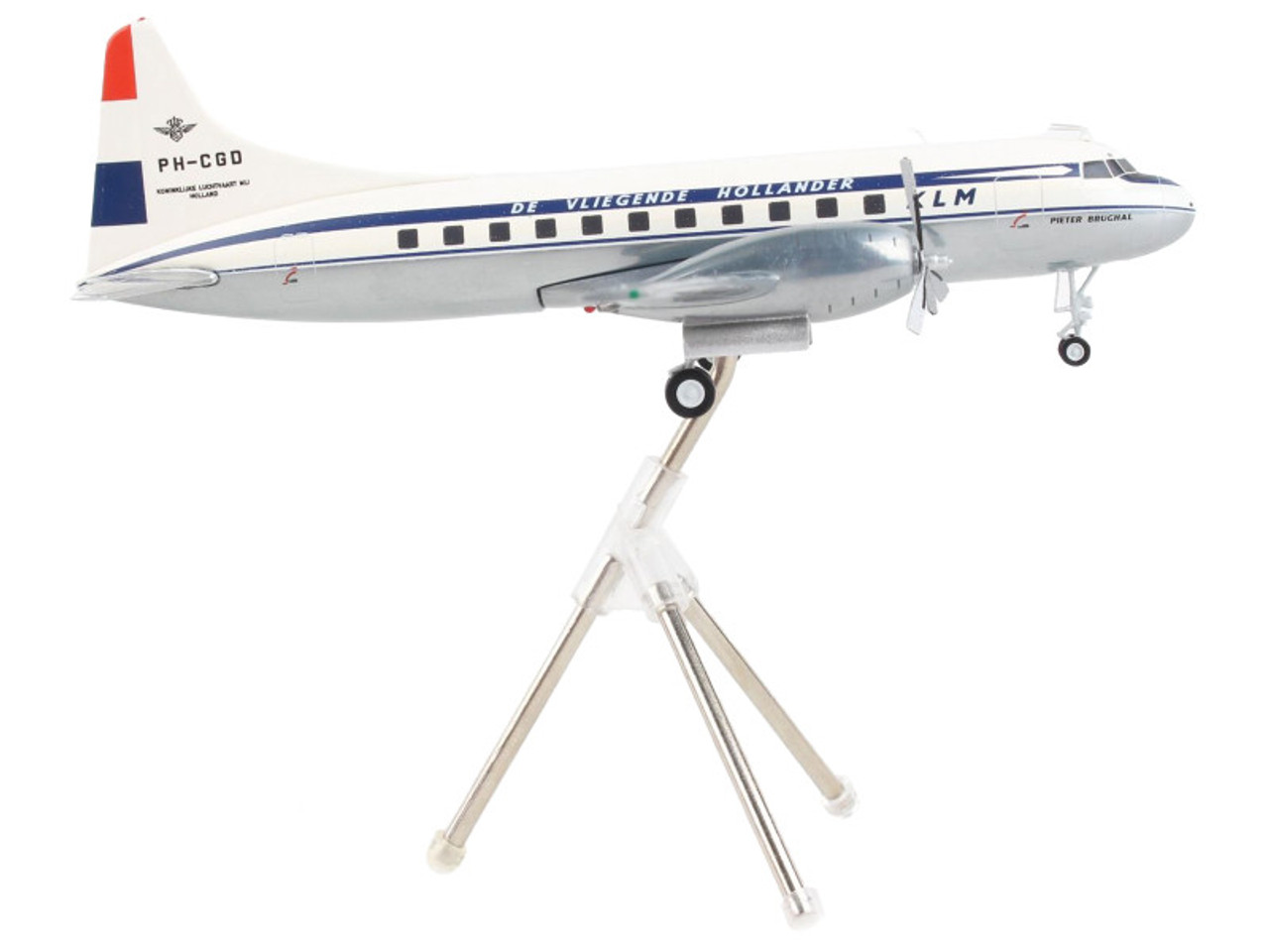 Convair CV-340 Commercial Aircraft "Royal Dutch Airlines - The Flying Dutchman" White with Dark Blue Stripes "Gemini 200" Series 1/200 Diecast Model Airplane by GeminiJets